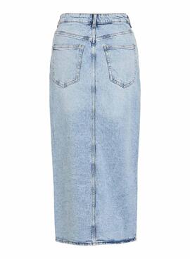 Falda vaquera Vila Vijaf midi azul claro para mujer