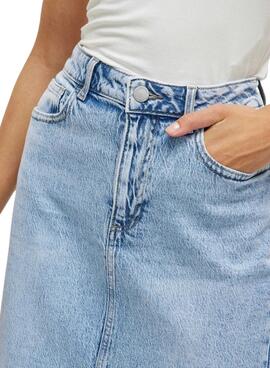 Falda vaquera Vila Vijaf midi azul claro para mujer