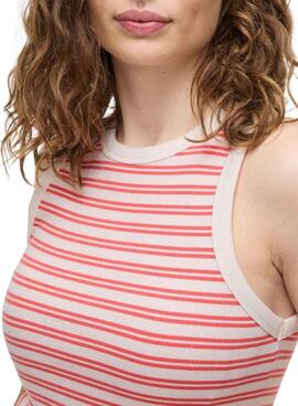 Camiseta Vila Visola estampado rayas coral para mujer