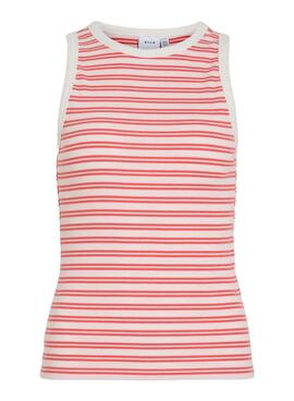 Camiseta Vila Visola estampado rayas coral para mujer