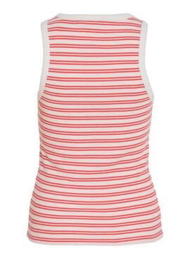 Camiseta Vila Visola estampado rayas coral para mujer