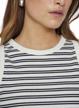 Camiseta Vila Visola estampado de rayas marino para mujer