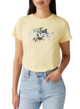 Camiseta de Levis Perfect logo amarillo para mujer