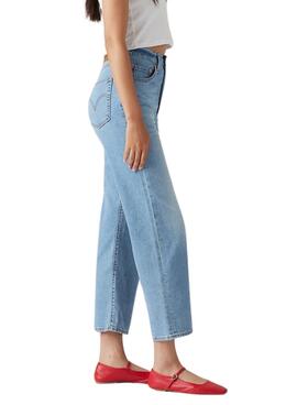 Pantalón vaquero Levis Ribcage recto tobillero azul para mujer