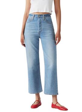 Pantalón vaquero Levis Ribcage recto tobillero azul para mujer