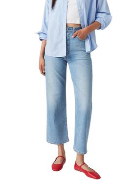 Pantalón vaquero Levis Ribcage recto tobillero azul para mujer