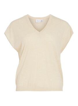 Camiseta Vila Videsha beige para mujer