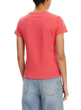 Camiseta Tommy Jeans Bubble  coral para mujer 