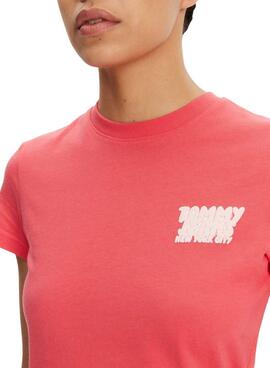 Camiseta Tommy Jeans Bubble  coral para mujer 