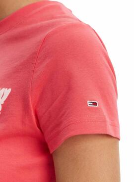 Camiseta Tommy Jeans Bubble  coral para mujer 
