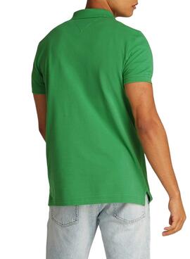Polo Tommy Jeans Slim verde para hombre 