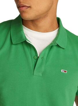 Polo Tommy Jeans Slim verde para hombre 