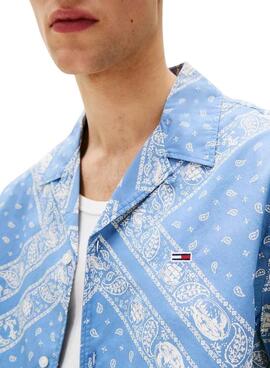 Camisa Tommy Jeans Paisley azul para hombre 