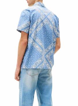 Camisa Tommy Jeans Paisley azul para hombre 