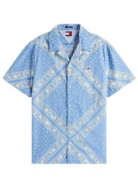 Camisa Tommy Jeans Paisley azul para hombre 
