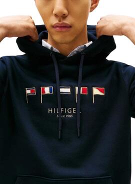 Sudadera Tommy Hilfiger Multi Flags azul marino para hombre