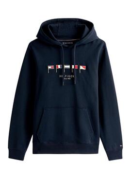 Sudadera Tommy Hilfiger Multi Flags azul marino para hombre