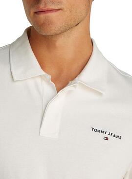 Polo Tommy Jeans Linear blanco para hombre