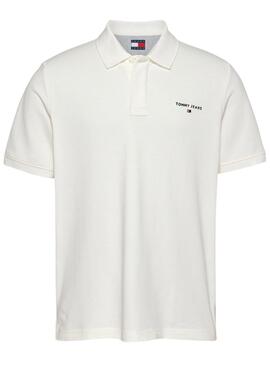 Polo Tommy Jeans Linear blanco para hombre