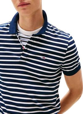 Polo Tommy Jeans  Slim Placket azul para hombre 