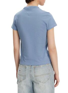 Camiseta Tommy Jeans Badge azul para mujer