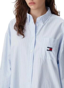 Camisa Tommy Jeans con Badge azul para mujer  