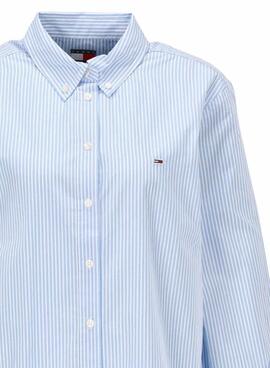 Camisa  Tommy Jeans Pinstripe azul para mujer 