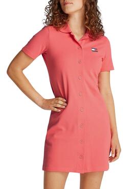 Vestido Tommy Jeans Pique Polo coral para mujer  