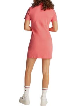Vestido Tommy Jeans Pique Polo coral para mujer  