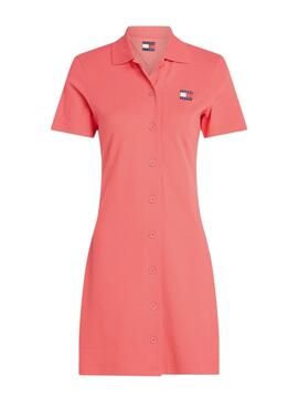 Vestido Tommy Jeans Pique Polo coral para mujer  