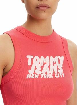 Camiseta Tommy Jeans Bubble coral para mujer 