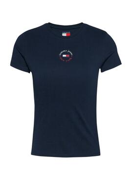 Camiseta  Tommy Jeans Slim Essential Logo azul para mujer 