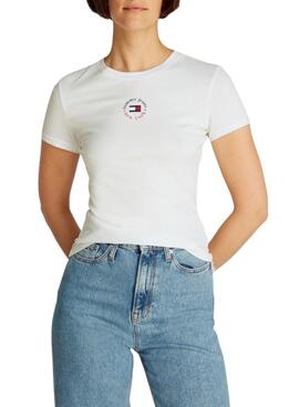 Camiseta Tommy Jeans Slim Essential Logo blanco para mujer 