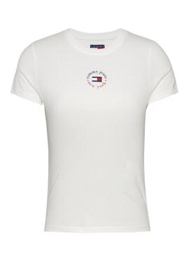 Camiseta Tommy Jeans Slim Essential Logo blanco para mujer 