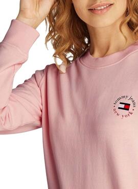 Sudadera Tommy Jeans Essential Logo rosa para mujer 