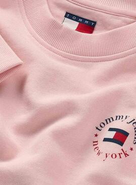 Sudadera Tommy Jeans Essential Logo rosa para mujer 