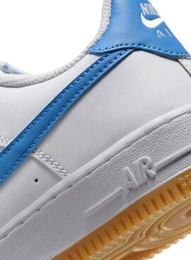 Zapatillas Nike Air Force 1 blanco y azul para niño y niña