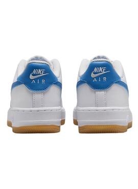 Zapatillas Nike Air Force 1 blanco y azul para niño y niña