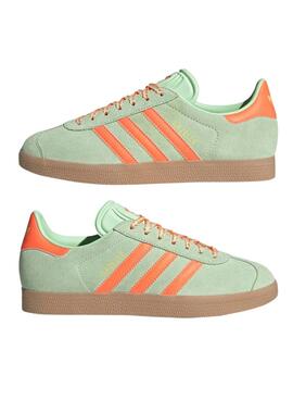 Zapatillas Adidas Gazelle verde y naranja para mujer