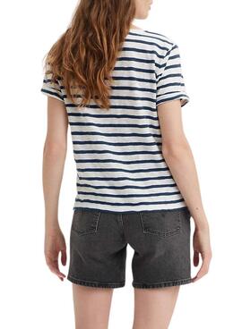 Camiseta Levis Margot rayas blanco y azul para mujer