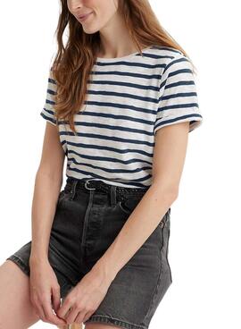 Camiseta Levis Margot rayas blanco y azul para mujer
