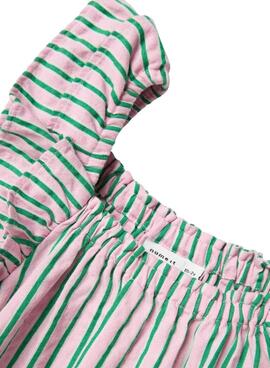 Vestido Name It Filone rayas rosa para niña