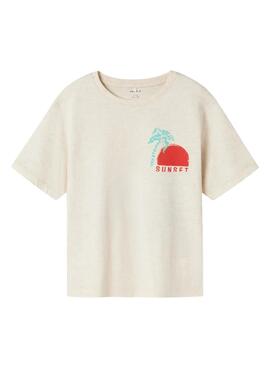 Camiseta Name It Femmin regular beige para niño