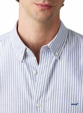 Camisa Levis Basic Button azul y blanco para hombre