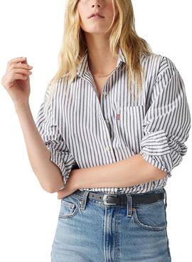 Camisa Levis Harlie rayas azul y blanco para mujer