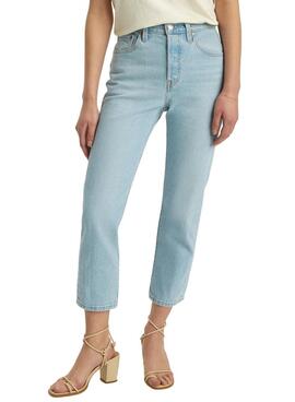 Pantalón vaquero Levis 501 crop denim claro para mujer