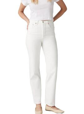 Pantalón vaquero Levis Ribcage blanco para mujer