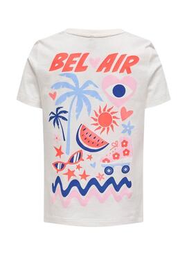 Camiseta Only Kids Koghappy Life blanco para niña