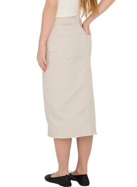 Falda Only Kids Kogelsa Midi Crochet beige niña
