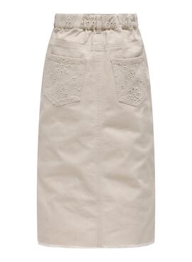 Falda Only Kids Kogelsa Midi Crochet beige niña